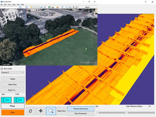 Overlay radar data on satellite imaging to create reliable utility maps and see data within relevant environmental context. Add descriptions to specific coordinates to annotate radar and map data.