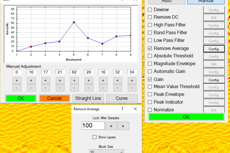 Enhance image at a particular depth of interest using time-varying gain. Apply various filters to manually configure gain settings.