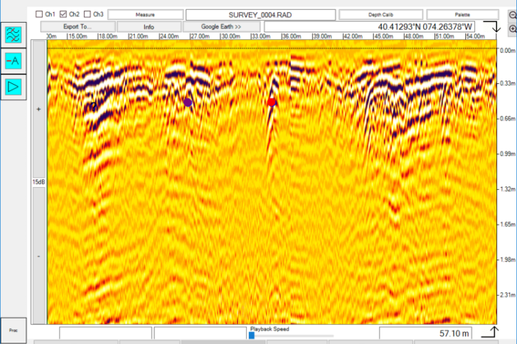Our GPR Software is easy to use out of the box and perfect for on-the-go locators. Each time you create a file, our software automatically calibrates antenna and processing settings to the materials being scanned.